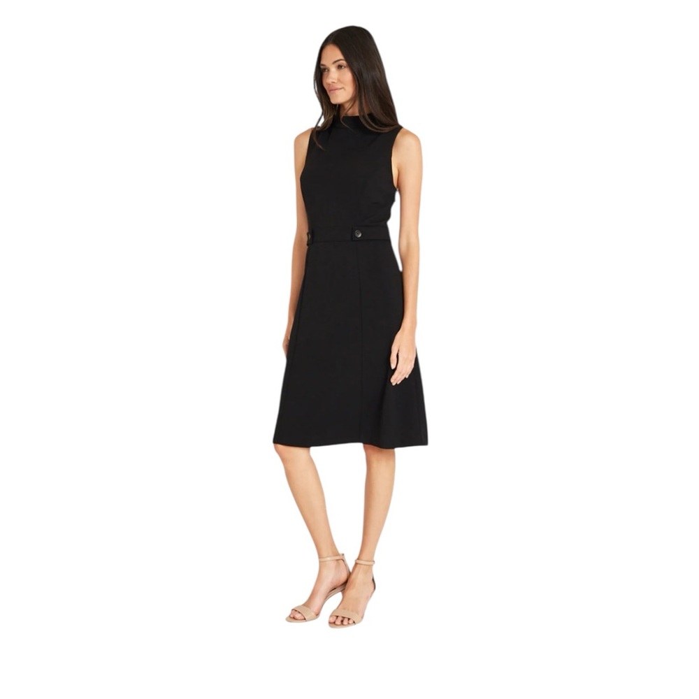 NWT Maggy London Mockneck Sleeveless A-Line Black‎ Dress Classic All Season